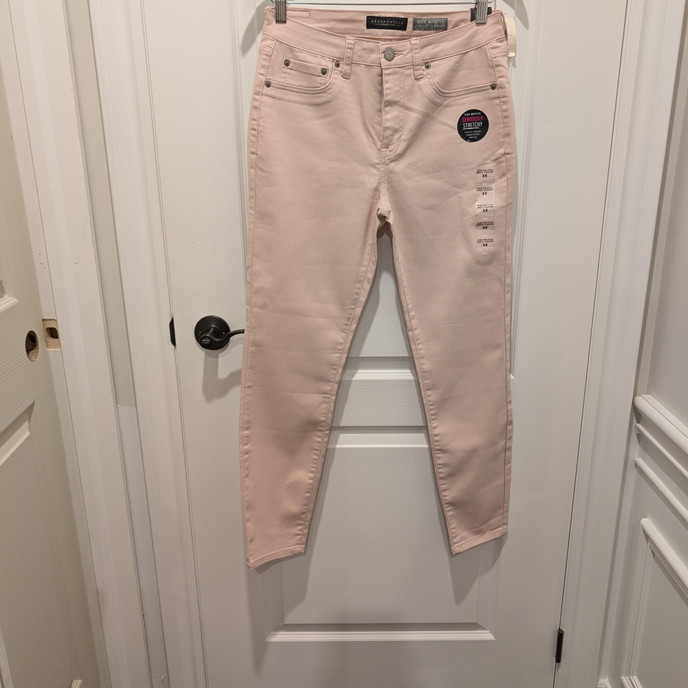 Aeropostale Pink Jeans Jeggings High Waisted Size 8 Regular
